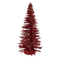 Clayre & Eef | Decoratie Kerstboom Rood Goudkleurig ø 14x25 cm | 66318R