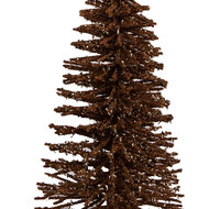 Clayre & Eef | Decoratie Kerstboom Bruin Goudkleurig ø 17x30 cm | 66319BR