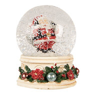 Clayre & Eef | Sneeuwbol met Kerstman Beige Rood ø 5x6 cm | 66405