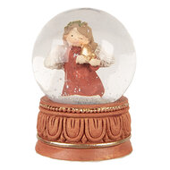 Clayre & Eef | Sneeuwbol met Engel Rood Bruin ø 5x7 cm | 66406