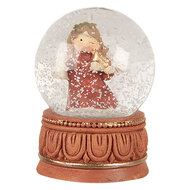 Clayre & Eef | Sneeuwbol met Engel Rood Bruin ø 5x7 cm | 66406