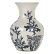 Clayre & Eef | Vaas Wit Blauw ø 10x16 cm | 6CE2077