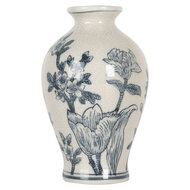 Clayre & Eef | Vaas Wit Blauw ø 9x15 cm | 6CE2078