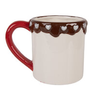 Clayre & Eef | Mok Wit Rood 14x10x10 cm / 375 ml | 6CEMU0206