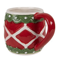 Clayre & Eef | Mok Rood Groen 13x10x9 cm / 375 ml | 6CEMU0208
