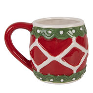 Clayre & Eef | Mok Rood Groen 13x10x9 cm / 375 ml | 6CEMU0208