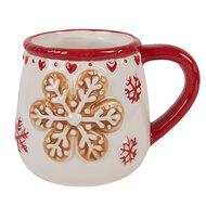 Clayre & Eef | Mok Wit Rood 13x10x10 cm / 375 ml | 6CEMU0209