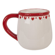 Clayre & Eef | Mok Wit Rood 13x10x10 cm / 375 ml | 6CEMU0209