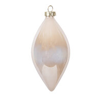 Clayre & Eef | Kerstbal Beige ø 7x13 cm | 6GL5120