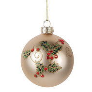 Clayre &amp; Eef | Kerstbal Goudkleurig Groen &oslash; 8x8 cm | 6GL5140