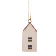 Clayre & Eef | Decoratie hanger Huis Wit Rood 3x3x6 cm | 6H2464