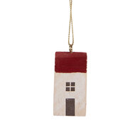 Clayre & Eef | Decoratie hanger Huis Wit Rood 3x3x6 cm | 6H2464
