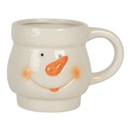 Mok met deksel Wit Rood Sneeuwpop Keramiek 13x9x22 cm / 300 ml / 375 ml