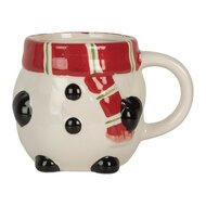 Mok met deksel Wit Rood Sneeuwpop Keramiek 13x9x22 cm / 300 ml / 375 ml