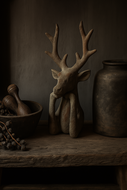 Decoratiebeeld Hert Zen vintage licht bruin structuur steen maat S 30 x 16 cm | 824455 | Home Sweet Home | Stoer & Sober Woonstijl