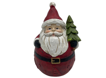 Sfeervol Kerstman Beeldje met Kerstboom 16 cm hout rood wit  – Landelijke Kerstdecoratie
