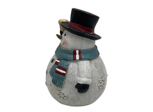 Sfeervol sneeuwpop Beeldje met bel 16 cm hout wit zwart  – Landelijke Kerstdecoratie