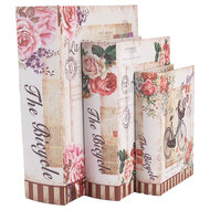 Clayre &amp; Eef | Opbergdoos Beige Roze (3) 27x22x7 / 22x17x6 / 17x12x4 cm | 66254