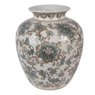 Clayre &amp; Eef | Vaas Wit Groen &oslash; 22x25 cm | 6CE2374