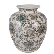 Clayre &amp; Eef | Vaas Wit Groen &oslash; 22x25 cm | 6CE2374