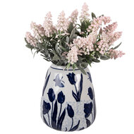 Clayre &amp; Eef | Vaas Wit Blauw &oslash; 16x18 cm | 6CE2377