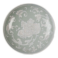 Clayre &amp; Eef | Taartplateau op voet Wit Groen &oslash; 21x11 cm | 6CE2380