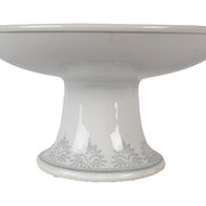 Clayre &amp; Eef | Taartplateau op voet Wit Groen &oslash; 21x11 cm | 6CE2380