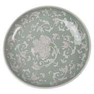 Clayre &amp; Eef | Taartplateau op voet Wit Groen &oslash; 26x13 cm | 6CE2381