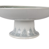 Clayre &amp; Eef | Taartplateau op voet Wit Groen &oslash; 26x13 cm | 6CE2381