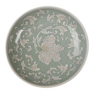 Clayre &amp; Eef | Taartplateau op voet Wit Groen &oslash; 32x15 cm | 6CE2382