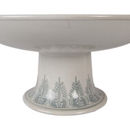 Clayre &amp; Eef | Taartplateau op voet Wit Groen &oslash; 32x15 cm | 6CE2382