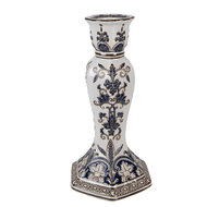 Clayre &amp; Eef | Kandelaar Wit Blauw &oslash; 15x28 cm | 6CE2384M