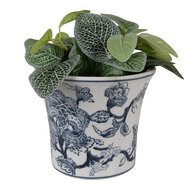 Clayre &amp; Eef | Bloempot Binnen Wit Blauw &oslash; 16x13 cm | 6CE2386