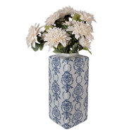 Clayre &amp; Eef | Decoratie pot met deksel Wit Blauw 16x16x41 cm | 6CE2388L
