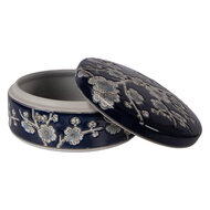 Clayre &amp; Eef | Sieradendoos Blauw Wit &oslash; 18x8 cm | 6CE2390