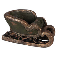 Clayre &amp; Eef | Kerstdecoratie Slee Groen Bruin 35x23x21 cm | 6MG0130