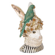 Clayre &amp; Eef | Decoratie Beeld Konijn Beige Groen 23x21x35 cm | 6PR5089