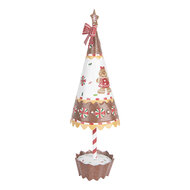 Clayre &amp; Eef | Kerstdecoratie Kerstboom Bruin Wit &oslash; 11x37 cm | 6Y5803