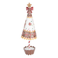 Clayre &amp; Eef | Kerstdecoratie Kerstboom Bruin Wit &oslash; 11x37 cm | 6Y5803