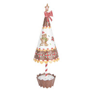 Clayre &amp; Eef | Kerstdecoratie Kerstboom Bruin Wit &oslash; 11x37 cm | 6Y5803