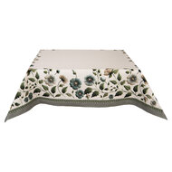 Clayre &amp; Eef | Vierkant Tafelkleed Beige Groen100x100 cm | GTB01