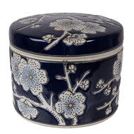 Clayre &amp; Eef | Sieradendoos Blauw Wit &oslash; 12x10 cm | 6CE2389