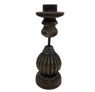 Kandelaar vintage bruin 30 cm hout | 843818 | Staand | Stoer &amp; Sober Woonstijl