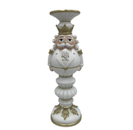 Kandelaar / Decoratie beeld notenkraker wit goud - 14x13x40 - Colmore