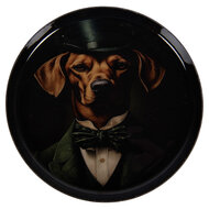 Clayre &amp; Eef | Onderzetter voor Glazen Zwart Groen &oslash; 11x1 cm | 66418