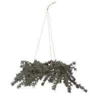 Clayre &amp; Eef | Kerstdecoratie Krans met LED Groen Bruin &oslash; 60x8 cm / 3xAA | 50839