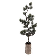 Clayre &amp; Eef | Decoratie Boom met LED Groen Bruin 20x17x60 cm / 3xAAA | 50843
