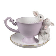 Clayre &amp; Eef | Decoratie Konijnen Wit Paars 16x13x12 cm | 6PR5177