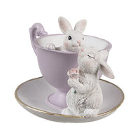 Clayre &amp; Eef | Decoratie Konijnen Wit Paars 16x13x12 cm | 6PR5177