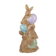 Clayre &amp; Eef | Decoratie Beeld Konijnen Bruin Roze 31x25x72 cm | 5MG0051